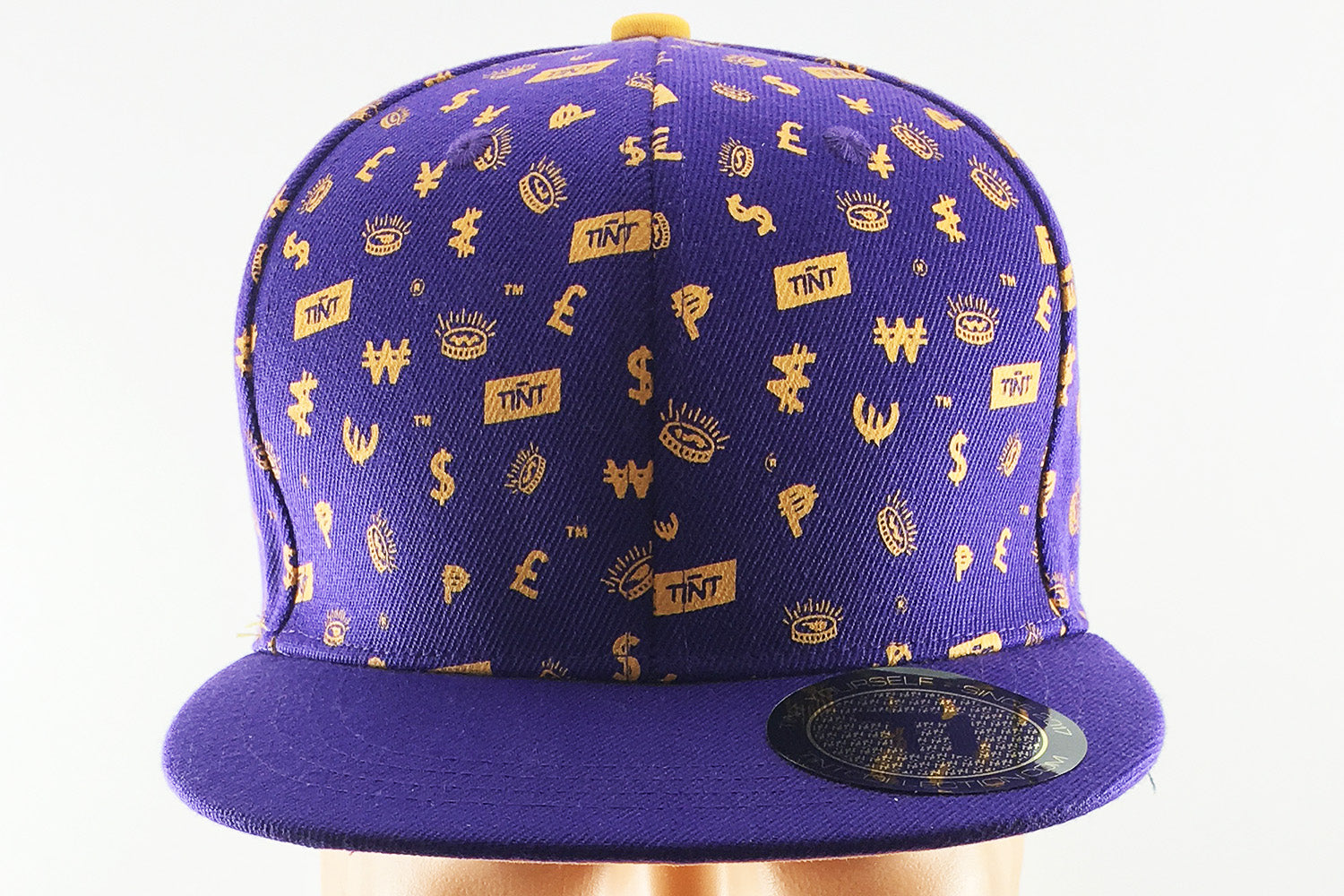 TINT Gold & Royal Purple Cash Currency Pattern Snapback Hat